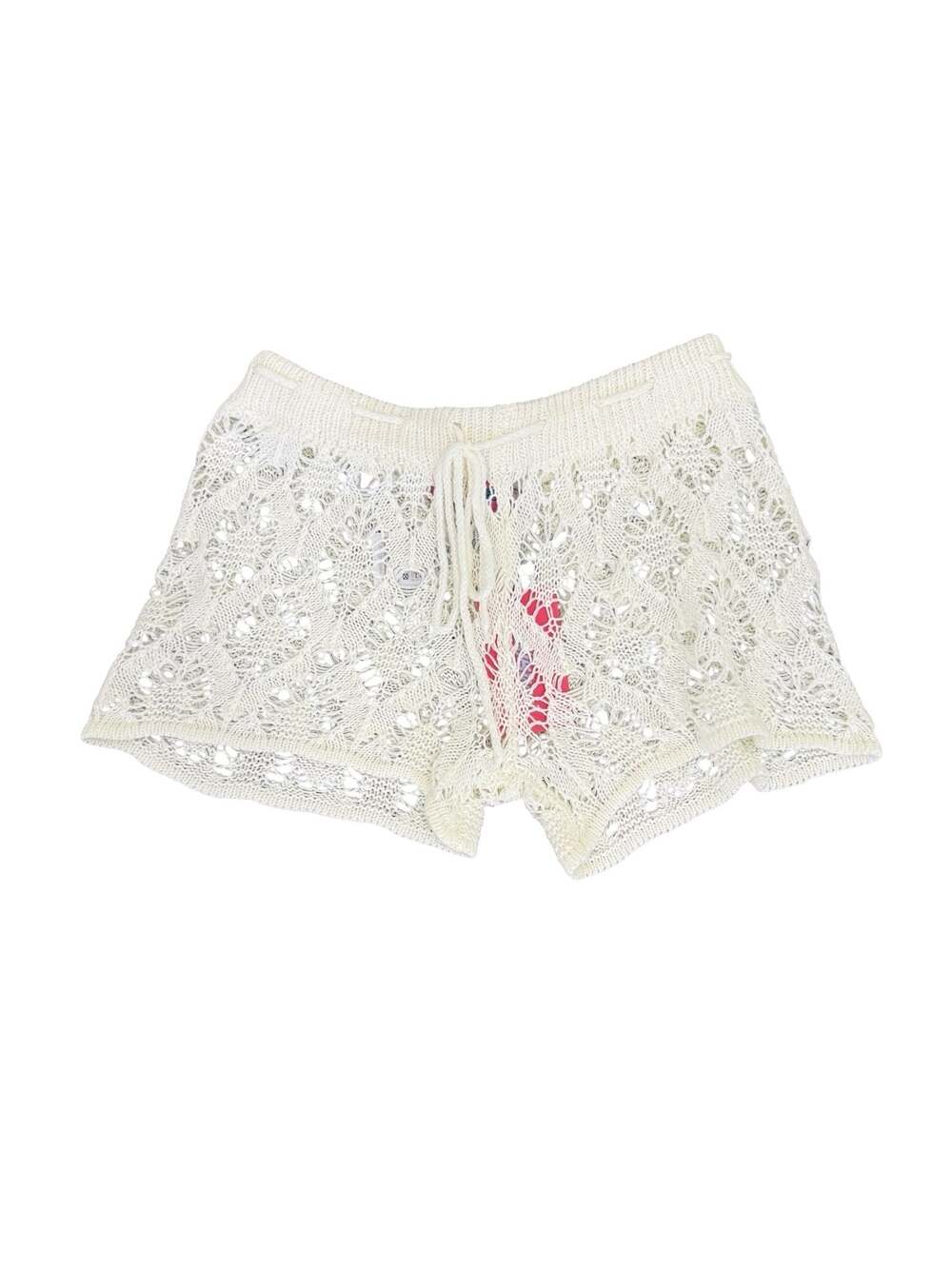 Edikted Crochet Drawstring Shorts White Size Xs